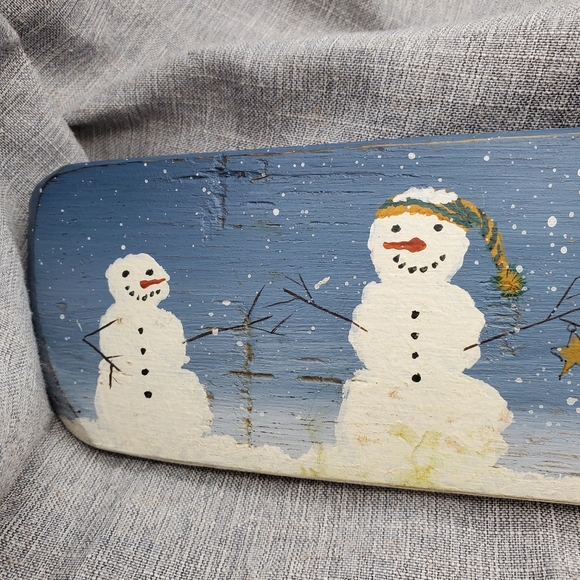 Handpainted Folkart Snowmen Wall Decor - Picture 4 of 10